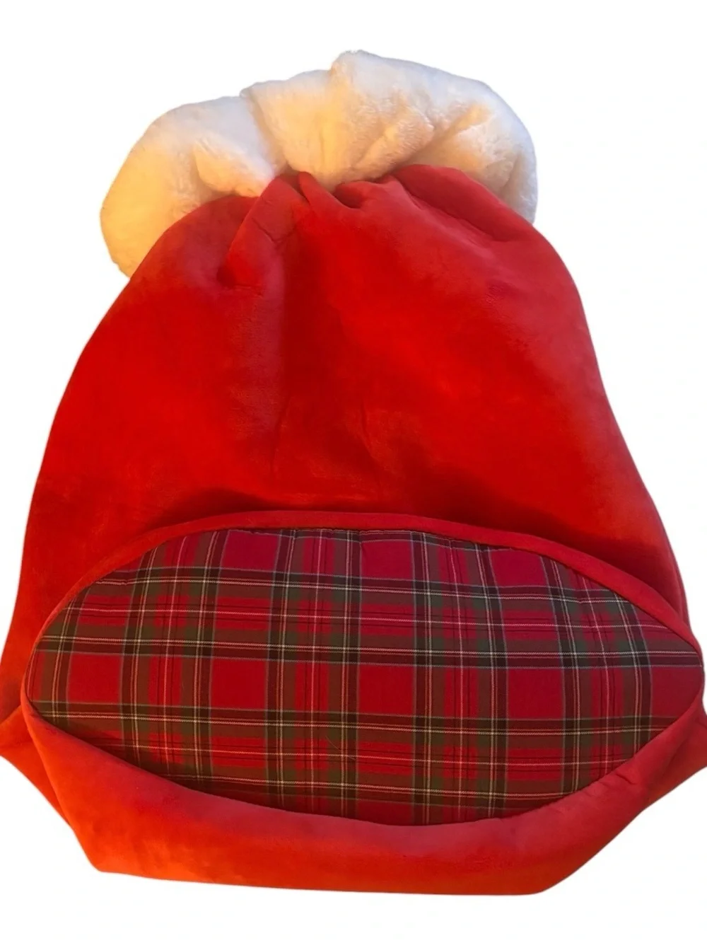Disney Red Plush Holiday Gift Sack with Mickey, Minnie & Pluto like new